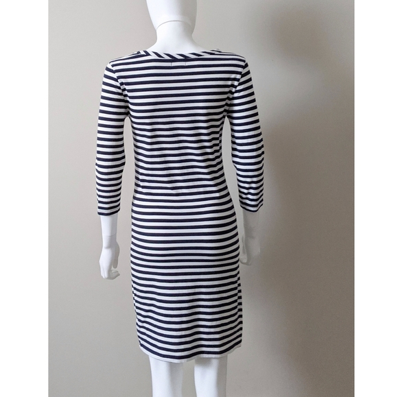 Striped Navy T-shirt Dress with Pockets - Picture 5 of 9